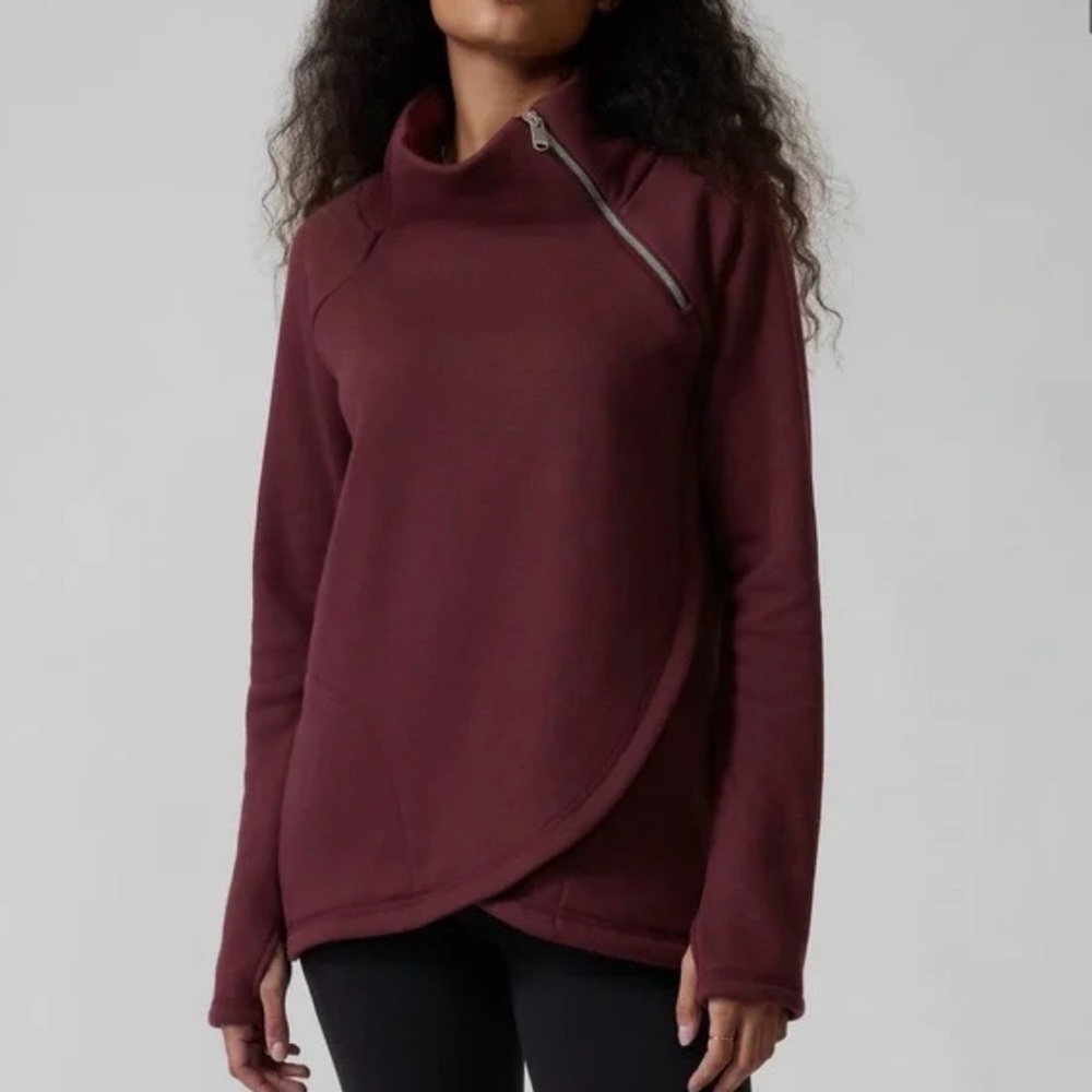 Athleta Maroon Asymmetrical Sweater size XS